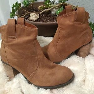 Express Chocolate Faux Suede Booties